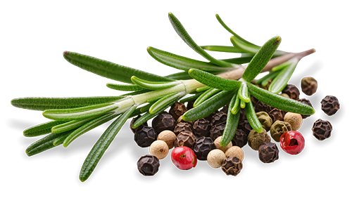 Fresh herbs with olives