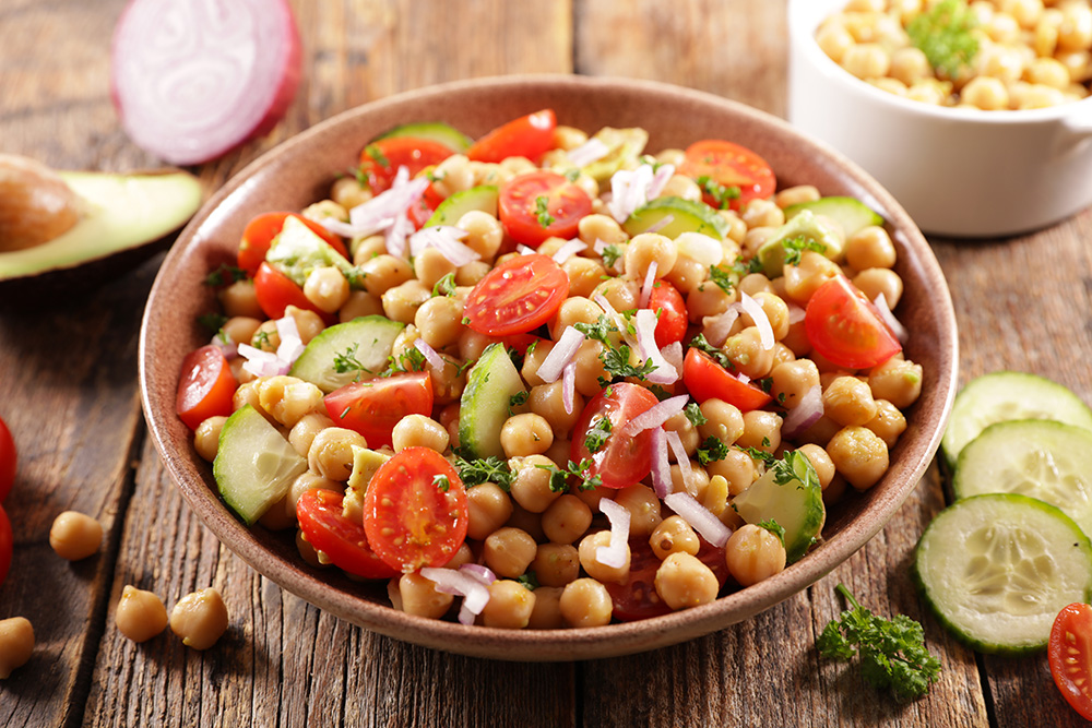 Mediterranean chickpea and cucumber salad